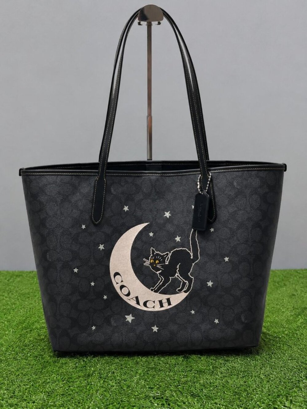 COACH City Tote in Signature Canvas with Halloween Cat